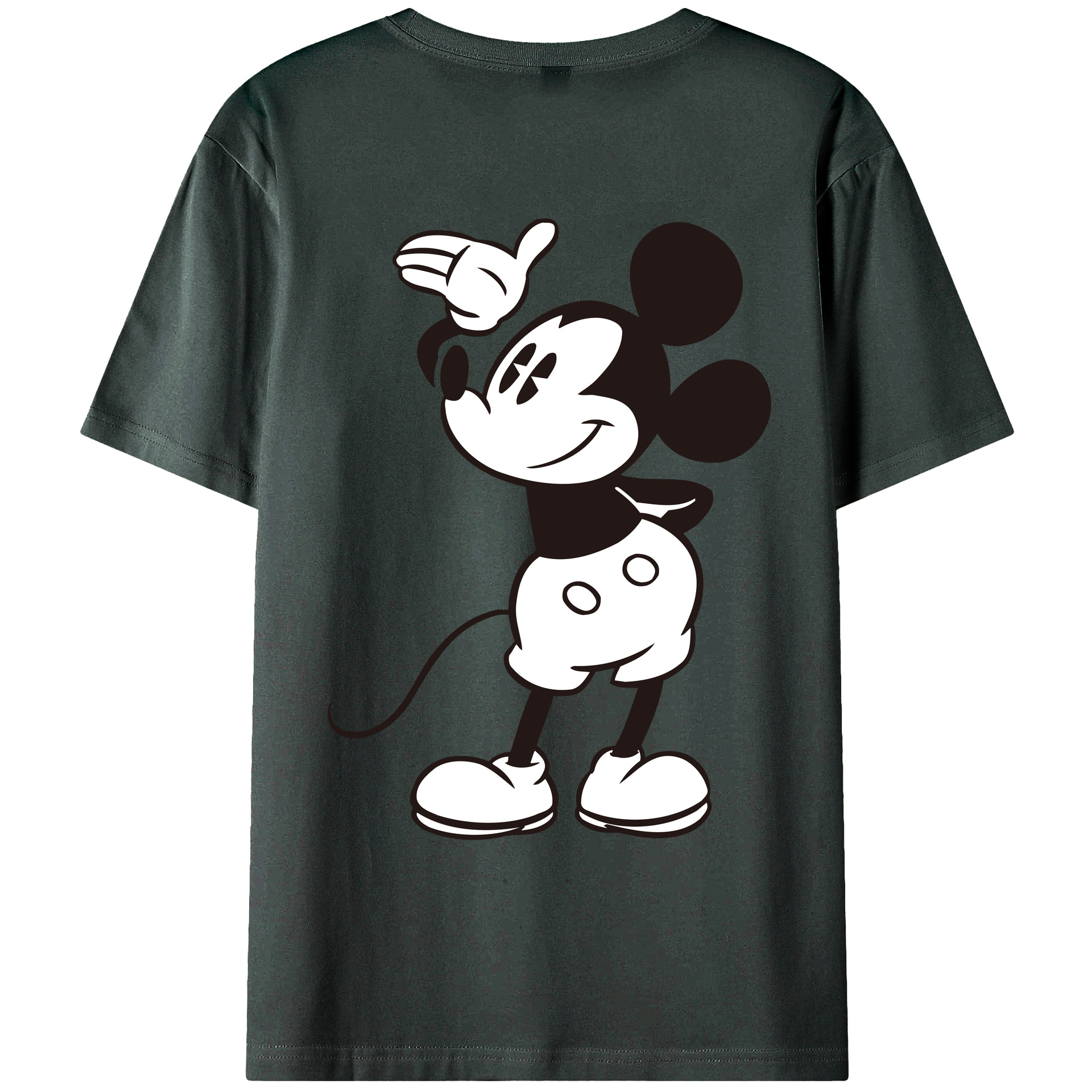 ミッキーマウス Mickey Mouse 綿100％ メンズ半袖Tシャツ（バックプリント） 通気性